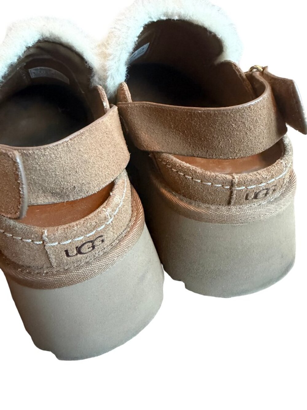 UGG Esmee Suede Block-Heel Slingback Clogs Shoes Camel Tan Suede Size 8 Women's - Picture 9 of 15